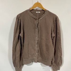 LA made Brown Button-Up Sweatshirt